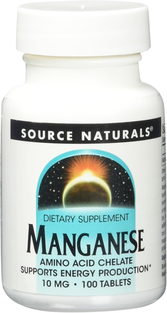 Source Naturals Manganese 10mg Amino Acid Chelate Supplement - 100 Tablets (Pack of 2)