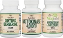 Double Wood Supplements Dihydroberberine 100mg (60 Capsules), Nattokinase 4000 FU (120 Capsules), Magnesium L Threonate 2000mg (100 Capsules)