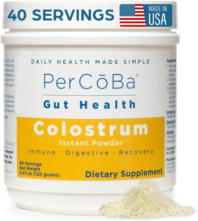 Colostrum Supplement for Gut Health, Bloating, Hair Growth, Muscle Recovery, Immune Support - Unflavored Bovine Colostrum Powder Made in USA, Non-GMO, Gluten Free, 120 Grams Per Serving - 40 Servings