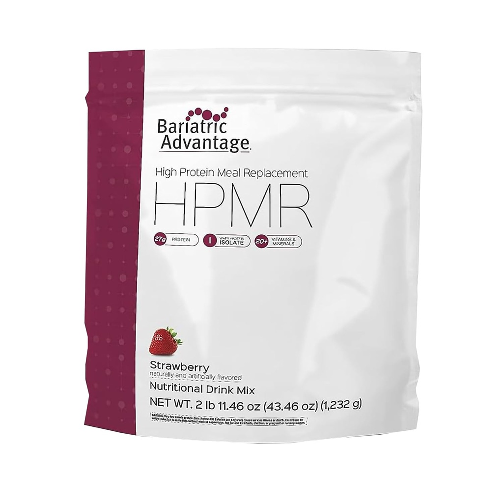 Bariatric Advantage High Protein Meal Replacement Drink Mix - Protein Powder Whey Isolate for Gastric Bypass & Sleeve Gastrectomy Patients - 28 Servings with 27 g Protein - Strawberry - 43.46 oz
