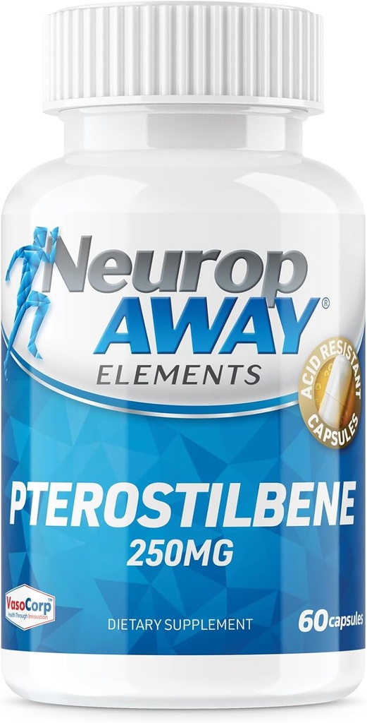NeuropAWAY Elements Pterostilbene (60 250mg Acid Rresistant Capsules Per Bottle) 3pack
