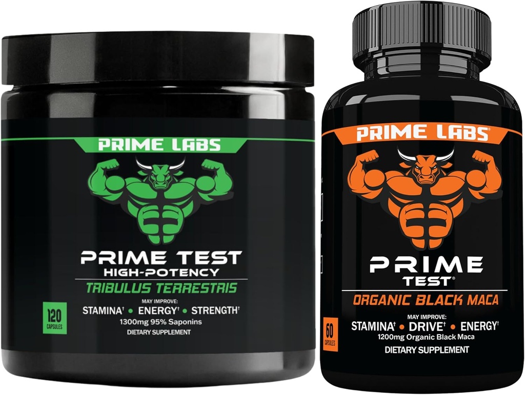 Prime Labs Tribulus Terrestris (120 ct) + Organic Black Maca (60 ct)