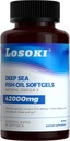 Losoki Deep Sea Fish Oil - 1000 mg EPA & DHA, Omega-3 Fatty Acids, Wild Caught Fish, Premium Burpless Softgel Supplements - 60 ct