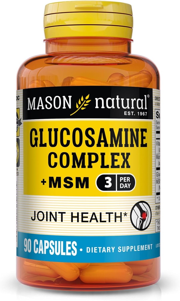 Mason Natural Glucosamine Complex Plus MSM with Vitamin C - Supports Joint Health, Improved Flexibility and Mobility, 90 Capsules