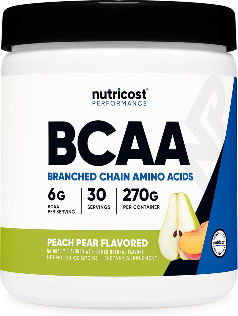 Nutricost BCAA Powder 2:1:1 (Peach Pear, 30 Servings) - Branched Chain Amino Acids