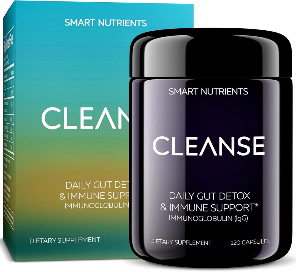 CLEANSE | IgG Dairy-Free Colostrum | 50.5% IgG Potent Concentrated Immune Support | Daily Gut Health Detox, Energy, Prebiotics, Digestive Support | 120 Capsules | 30 Day Supply, 1-Pack