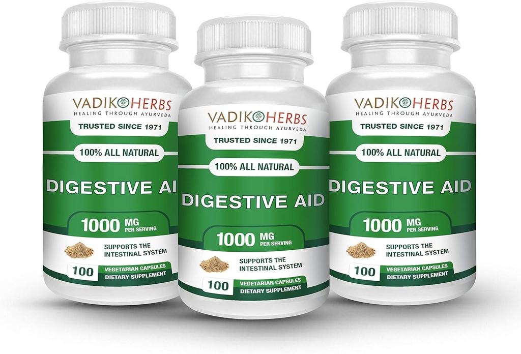 Certified Organic Vadik Herbs Digestive Aid Herbal Dietary Supplement | Supports to Intestinal System, Promotes Normal Bowel Function (3 Pack)