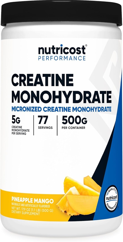 Nutricost Creatine Monohydrate Powder (Pineapple Mango, 500 Gram) - Micronized Creatine Supplement - Vegan, Non-GMO, Gluten Free