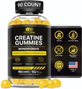 Effective Nutra Creatine Monohydrate Gummies - 1g Creatine per Gummy - Vegan Muscle & Strength Supplement for Men & Women - Supports Muscle Growth, Energy, Endurance - Lemon Flavor, Made in USA (90ct)