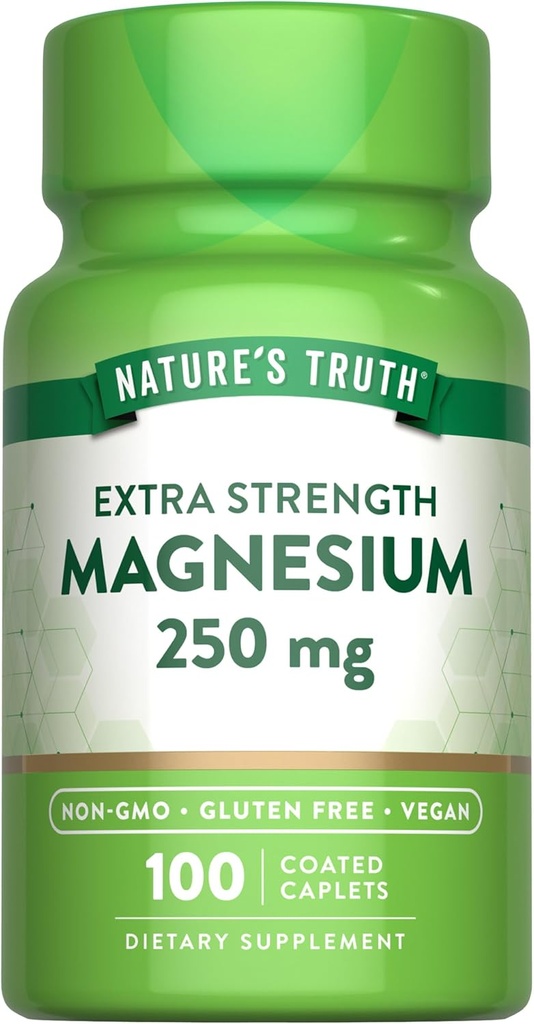 Nature's Truth Magnesium Supplement | 250 mg | 100 Caplets | Vegan, Non-GMO & Gluten Free