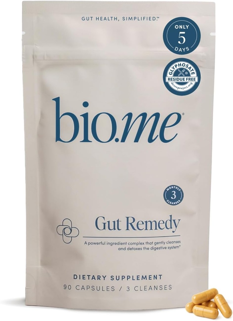 Biome Gut Remedy Capsules with Berberine (5 Day Cleanse, 3 Month Supply, 90 Capsules), Gut Cleanse with Magnesium Citrate, Immunolin, L-Glutamine - Reset Digestive System, Rebalance Microbiome