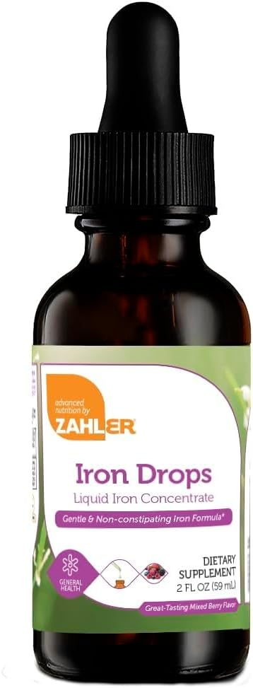 Zahler's Iron Drops, Liquid Iron Concentrate, Gentle and Non-Constipating Iron Formula, 2 Fl OZ.