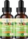 Kids DHA Omega 3 Drops - Fatty Acids Omega 3 6 9 for Brain, Immune Aid & Vision - Nutritional DHA for Kids for Healthy Nervous System & Focus Support - Liquid Supplement with EPA & ALA - 60 mL x2