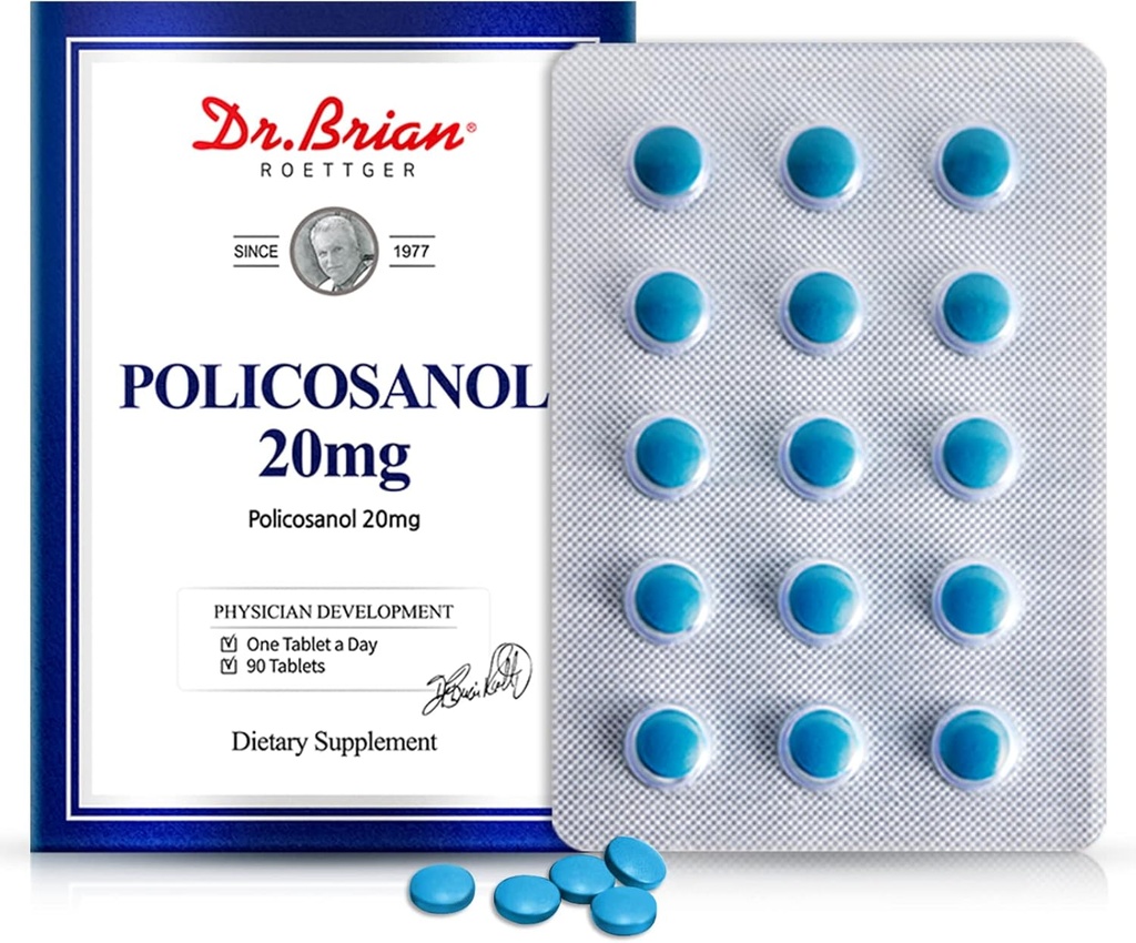 Dr. Brian Policosanol 20mg | 90 Policosanol Tablets for Heart Health Support | Non-GMO, Vegan, Gluten Free, Dairy Free