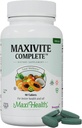 Maxi Health Complete Once Daily Vitamins for Men & Women - Multivitamin for Women & Men with Iron Vitamin A B1 B2 B3 B6 B12 C D3 E Zinc (90 Tablets)