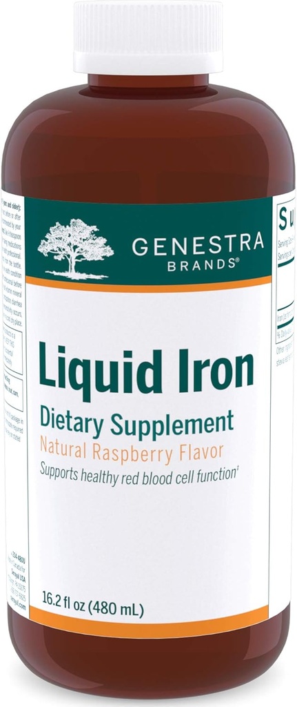 Genestra Brands Liquid Iron | Colloidal Mineral Supplement | Natural Raspberry Flavor | 16.2 fl. oz.