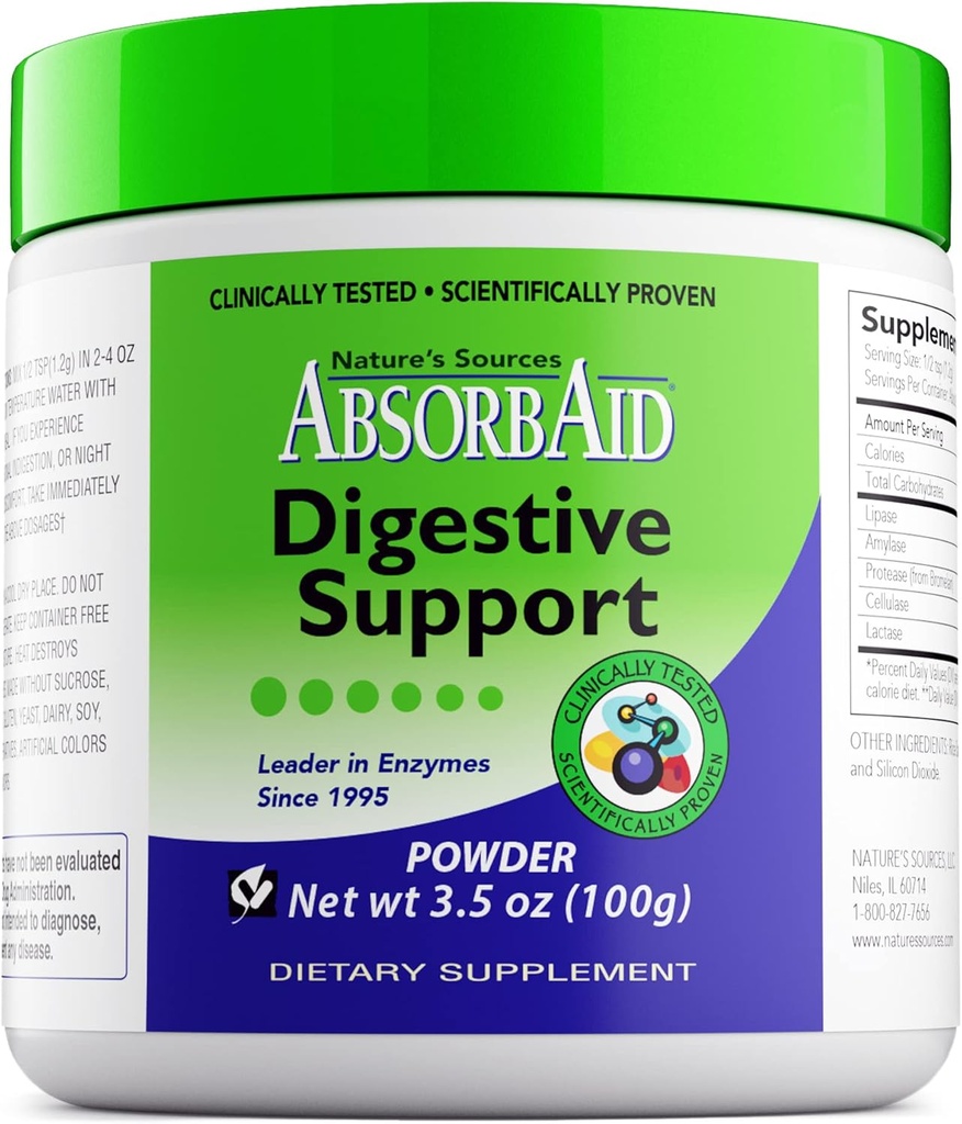 AbsorbAid Digestive Enzymes 100 Grams, Proven to Increase Vital Nutrient Absorption by up to 71%