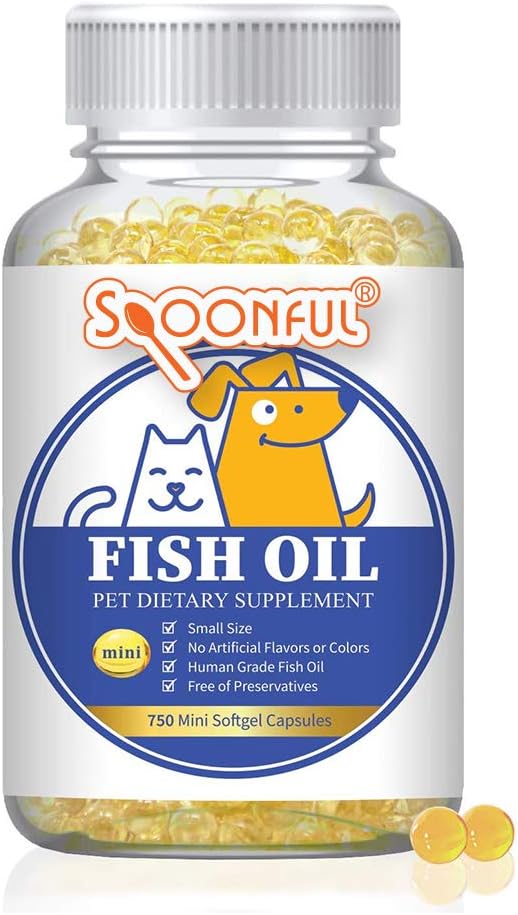 Spoonful Fish Oil for Dogs and Cats, Omega 3 Food Supplement Softgels, Supports Healthy Skin Joints Heart Brain and Overall Wellness, Made in USA