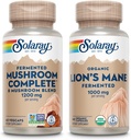 SOLARAY Mushroom Complete and Lions Mane Mushrooms Bundle - 8 Mushroom Supplement Plus Organic Lion’s Mane - Fermented for Enhanced Absorption and Whole Body Wellness, 60-Day Guarantee, 60 VegCaps Ea.