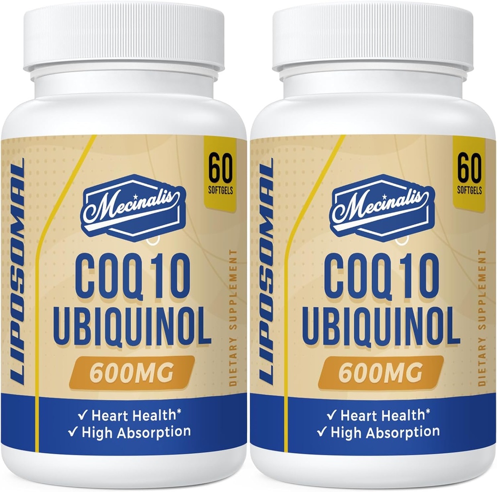 Liposomal CoQ10 Ubiquinol 600mg Softgels | Superior Absorption Ubiquinol CoQ10 Supplement | Powerful Active Antioxidant Form of Coenzyme Q10 | Heart Function & Energy Production | 120 Softgels