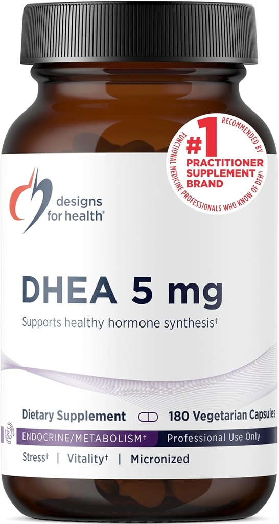 Designs for Health DHEA 5mg - DHEA Supplement for Men + Women - Supplement to Help Support Healthy Aging, Muscle Integrity, Energy + Hormonal Synthesis - Non-GMO (180 Capsules)