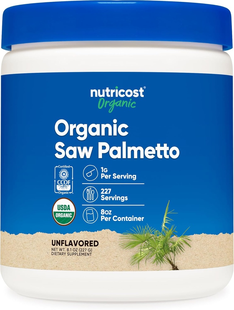Nutricost Organic Saw Palmetto Powder 8oz - Certified USDA Organic Saw Palmetto, Gluten Free