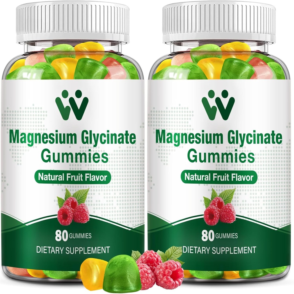 Magnesium Glycinate Gummies 400 - Magnesium Supplement for Sleep,Stress & Muscle Relief Calm Magnesium Chews for Adults and Kids with Vitamin D, B6 Fruit Flavor, Vegan, 2 Packs