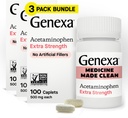 Genexa Clean Acetaminophen 500mg Extra Strength, Dye Free Pain Reliever Fever Reducer, 0% Artificial Additives, Pain Medicine for Adults, Relieves Headache, Backache, Minor Arthritis Pain, 300 Tablets