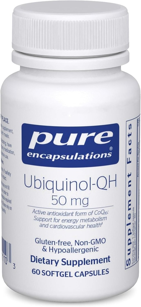 Pure Encapsulations Ubiquinol-QH 50 mg | Active Form of CoQ10 to Support Immune Health, Cellular Energy, and Cardiovascular Health* | 60 Softgel Capsules