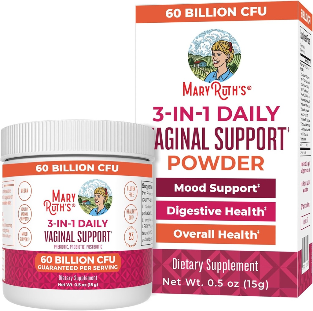 MaryRuth's 3-in-1 Probiotics for Women | Vaginal Probiotics for Microbiome & Hormonal Support | Women’s Probiotic Powder | Gut Health | 50 Billion CFU | Vegan | 0.5 oz