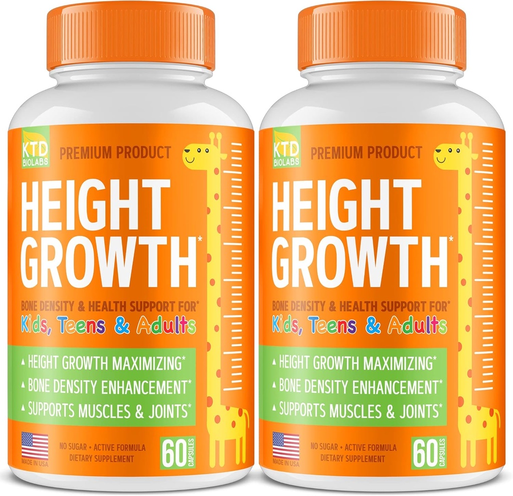 Pack of 2 Height Growth Maximizer - Made in USA - Natural Height Increase Booster & Teen Vitamins - Pills to Grow Taller at Any Age - Bone Growth Supplement for Adults & Kids