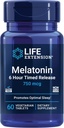Life Extension Melatonin 6 Hour Timed Release, 750 mcg, Extended-Release Formula for Gentle Sleep Support, Healthy circadian Rhythms, Cellular Defense, Gluten-Free, Non-GMO, Vegetarian, 60 Tablets