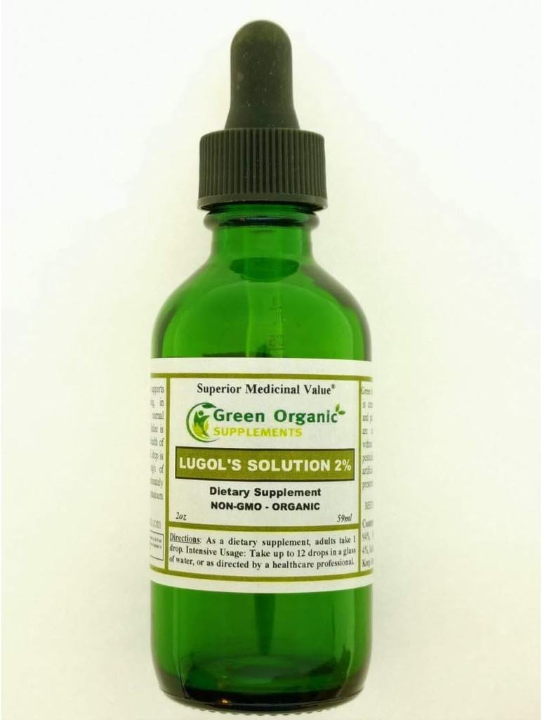 Green Organic Supplements Lugol’s Iodine Solution 2%, 2oz (Pack of 1)