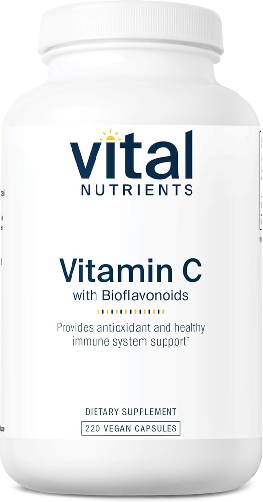 Vital Nutrients Vitamin C with Bioflavonoids | Vegan Supplement for Immune Support* | 1000mg Vitamin C and 500mg Citrus Bioflavonoid | Gluten, Dairy and Soy Free | Non-GMO | 220 Capsules