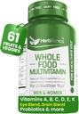 Herbtonics Whole Food Multivitamin for Men & Women – Vegan Multivitamin with Real Fruits & Veggies, Probiotics, CoQ10, Turmeric & More – 60 Capsules