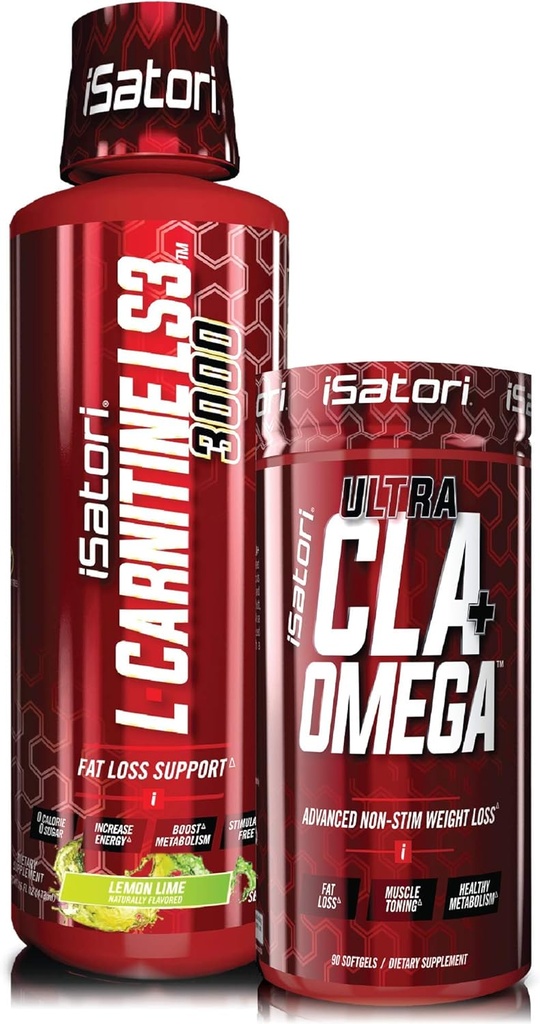 iSatori L-Carnitine LS3 Lemon Lime 3000mg (32 Servings) & iSatori Ultra CLA (90 Softgels)