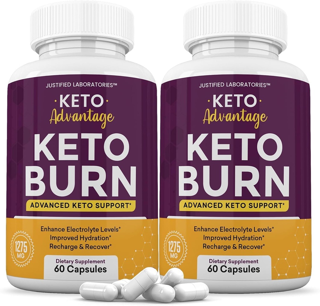 Justified Laboratories (2 Pack Keto Advantage Keto Burn Pills 1275MG New & Improved Formula Contains Apple Cider Vinegar Extra Virgin Olive Oil Powder Green Tea Leaf 120 Capsules