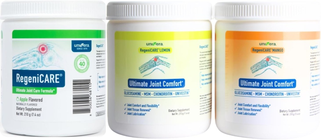 RegeniCARE Canister Joint Support Trio: Green Apple, Mango & Lemon - Powerful Joint Health Supplement Bundle