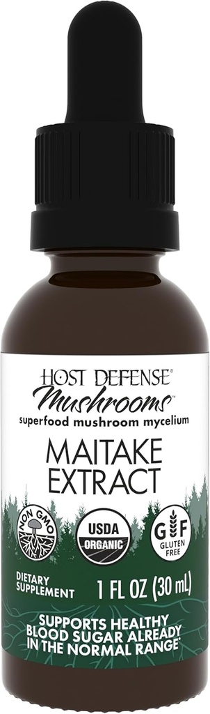 Host Defense Maitake Extract - Immune & Cellular Health Support - Dietary Herbal Supplement with Maitake Mushroom & Mushroom Mycelium - Liquid Supplement - 1 fl oz (30 Servings)