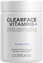 Codeage Clearface Pantothenic Acid, Niacin Supplement, Vitamins A, C, D3, E, Probiotics, Zinc, Riboflavin, Thiamin, L-Lysine HCL & Omega-3, Niacinamide, Skin Botanical Blend - Non-GMO - 90 Capsules