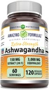 Amazing Formulas Ashwagandha Extract Supplement | 150 Mg Extract (20:1) | Equivalent to 3,000 Mg | Veggie Capsules | Non-GMO | Gluten-Free | Made in USA (1 Pack | 120 Count)