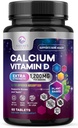 Calcium 1200 mg with Vitamin D3 - Bone Health Supplement, Vitamin D & Calcium Supplements for Women & Men - Bone Strength, Teeth & Immune Support, Nature's Calcium Pills, Bottled in USA - 60 Tablets