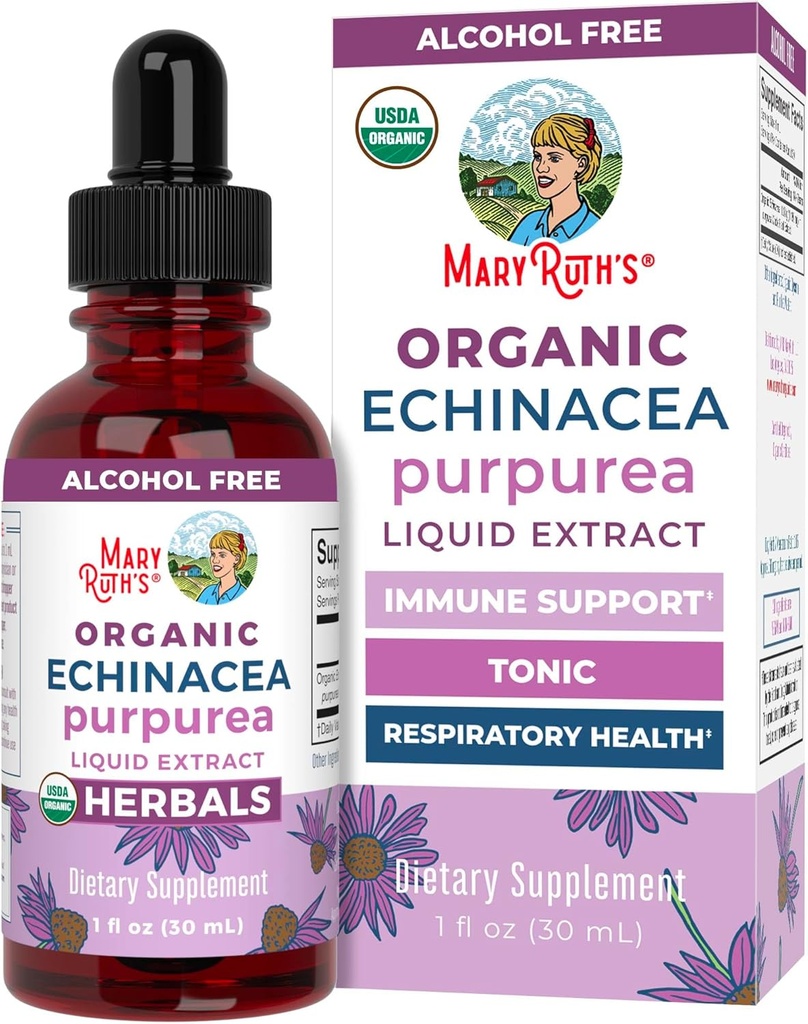 MaryRuth Organics Echinacea Purpurea Liquid | Sugar Free | USDA Organic | Echinacea Liquid Drops for Immune Support| Respiratory Health | Alcohol Free | Non-GMO | Vegan | 1 Fl Oz