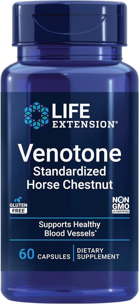 Life Extension Venotone – Standardized Horse Chestnut – Promotes Healthy Fluid Balance – Gluten-Free, Non-GMO – 60 Capsules