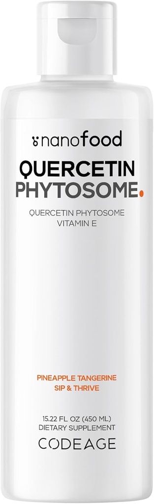 Codeage Liquid Quercetin Phytosome Supplement, Quercetin 1000 mg Dihydrate, 3-Month Supply, Immune Support, Sophora Japonica, Vitamin E, Liposomal Delivery, Vegan, Non-GMO, 15.22 fl oz