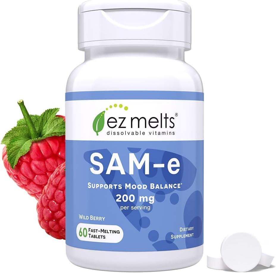 EZ Melts Dissolvable SAM-e Supplement 200 mg, Sugar-Free, 1-Month Supply - 1 Pack