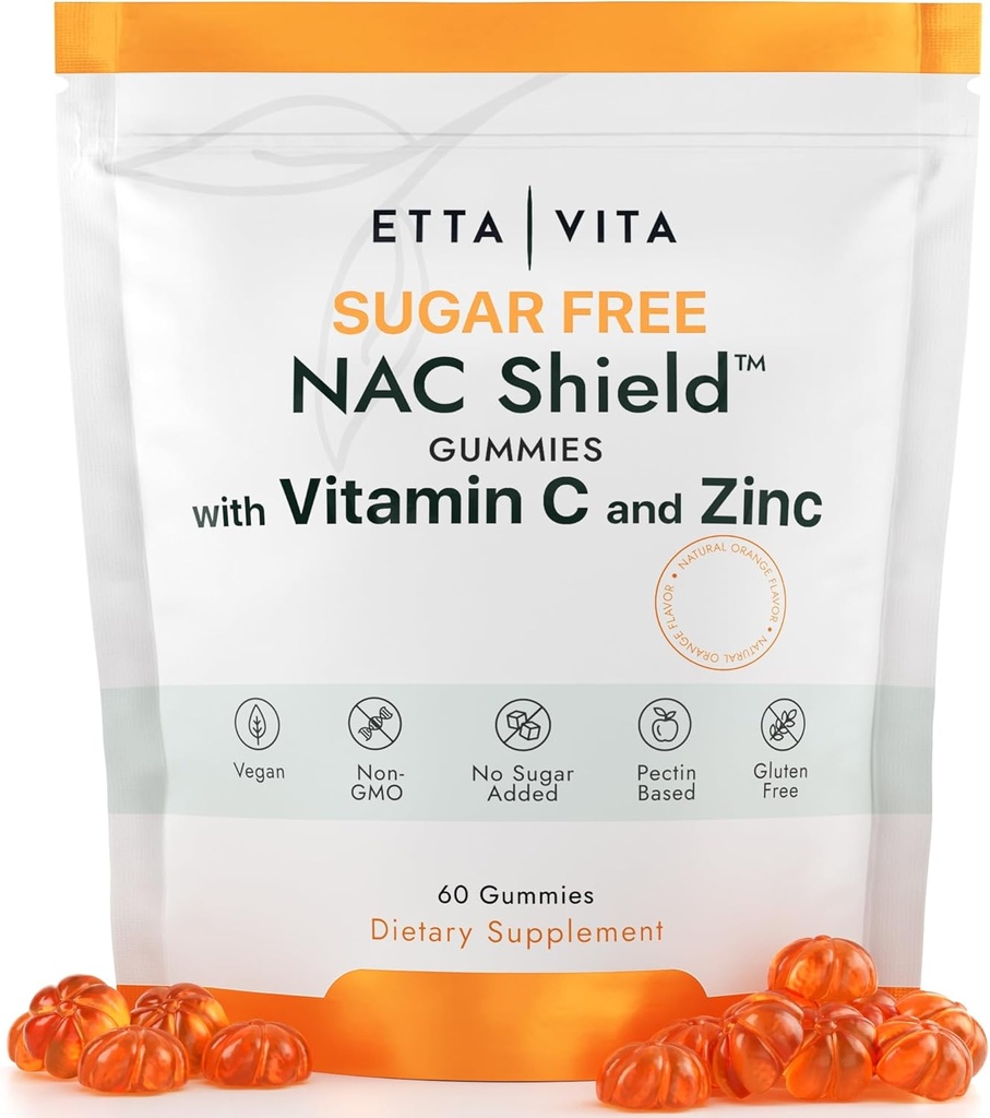 Sugar-Free NAC Gummies (Immune Support Complex) N-Acetyl Cysteine, Vitamin C & Zinc - Supports Respiratory Health, Liver Detox & Cleanse, Kidney Function, NAC Supplement for Kids and Adults - Vegan