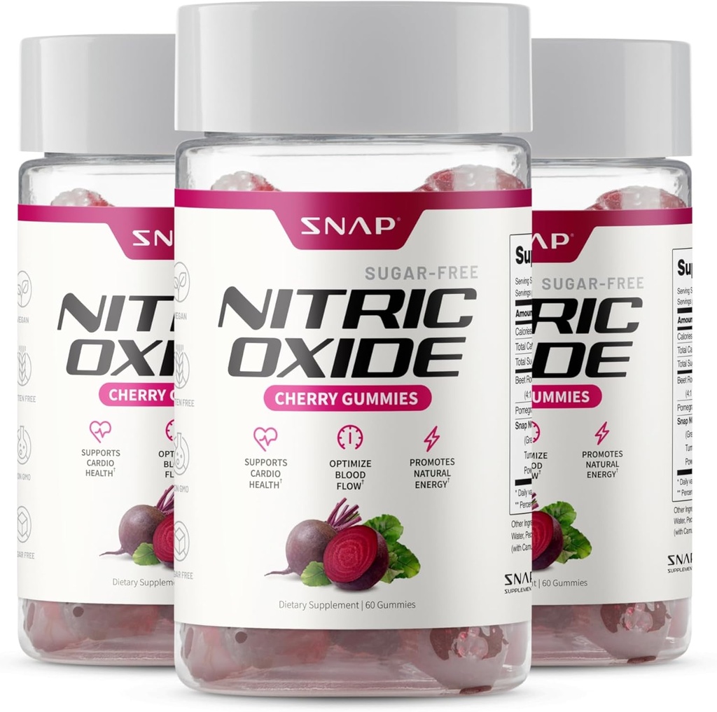 Snap Supplements Nitric Oxide Beet Root Gummies - Support Healthy Blood Circulation,180 Gummies
