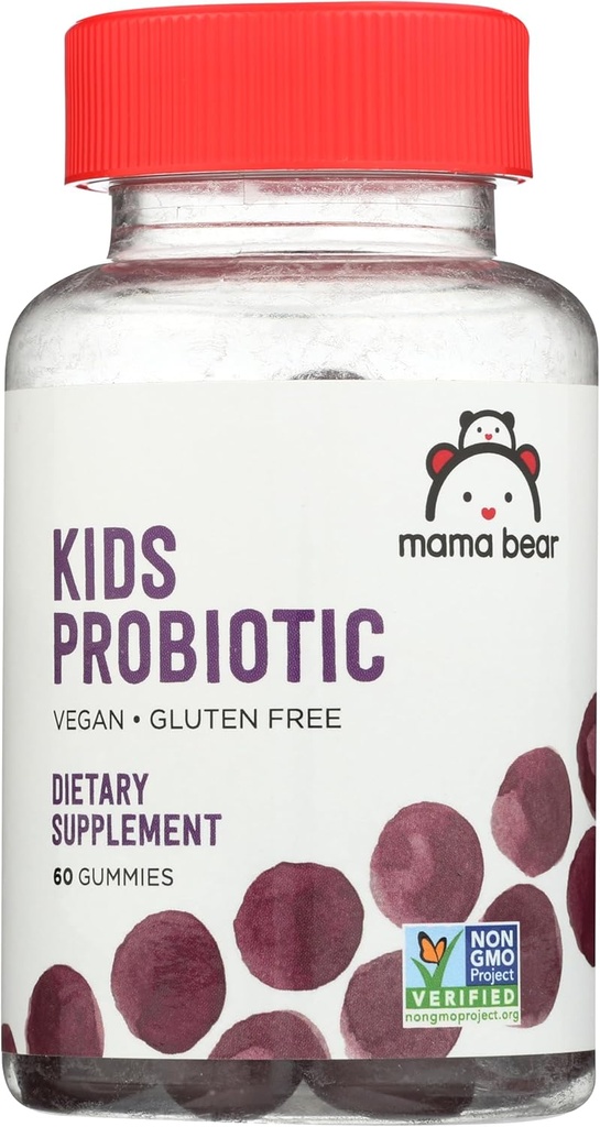 Amazon Brand - Mama Bear Vegan Probiotic, Berry, 60 Gummies, 1 Billion CFU per Gummy