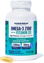 Oceanblue Professional Omega-3 2100 with Vitamin D3 – 120 ct – Triple Strength Burpless Fish Oil Supplement with High-Potency EPA, DHA, DPA and Vitamin D3 – Wild-Caught – Orange Flavor (60 Servings)